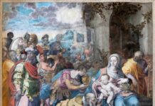 Affresco dei Tre Magi di ignoto pittore manierista (1570 - 1575) Chiesa di San Giovanni a Carbonara