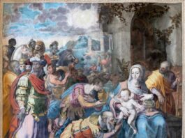 Ultimo giorno delle iniziative per gli 800 anni del presepe di Greccio Affresco dei Tre Magi di ignoto pittore manierista (1570 - 1575) Chiesa di San Giovanni a Carbonara