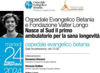 Ospedale Betania e Fondazione Valter Longo: nasce l’ ambulatorio per la sana longevità.