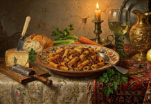 L’alchimia del tempo. La Genovese napoletana incontra il Weißes Gulasch della Val Badia.